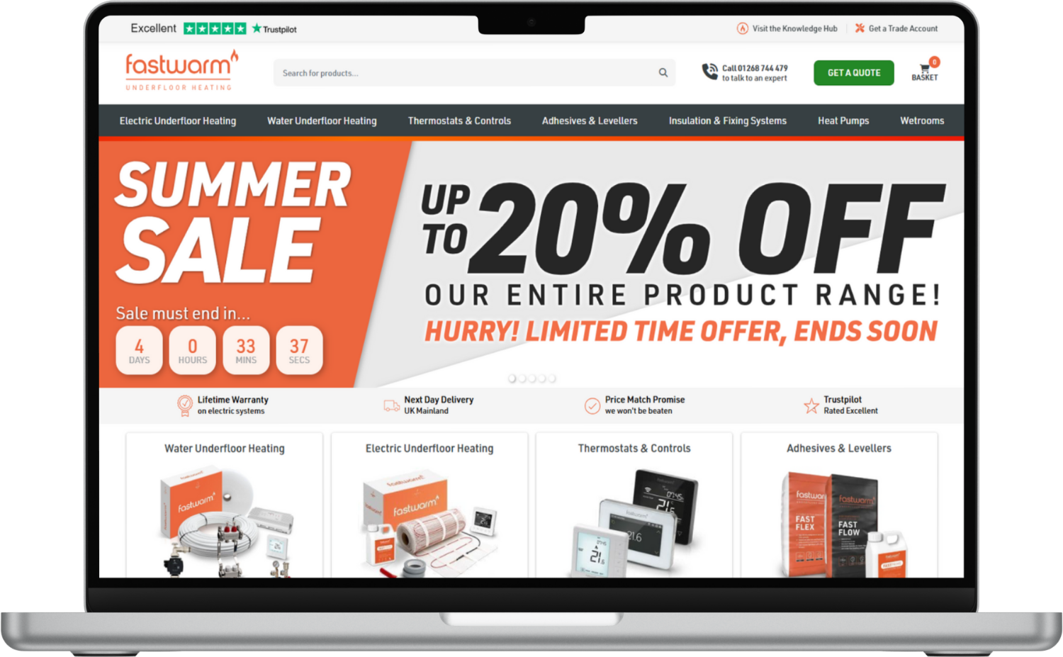 Screenshot of work at Fastwarm